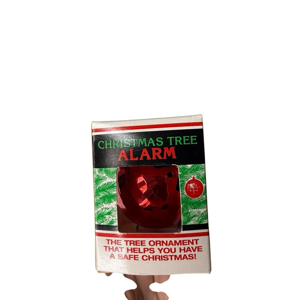 Vintage Red Christmas Tree Alarm Heat Sensor Ornament Safety Device 110 Decibels